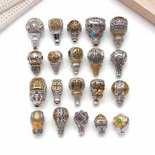 2pcs Buddha Head Pendant Dual-Color Alloy Inlaid Turquoise Beads, DIY Jewelry Making Handmade Prayer Beads Bracelet Craft Accessories - Multicolor - View 1