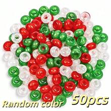 50pcs Glitter Acrylic Translucent Large Hole Sparkle Spacers, Pony Beads For DIY Beaded Pens, Hair Braiding, Jewelry Making & Holiday Craft Supplies - Random Color - View 8