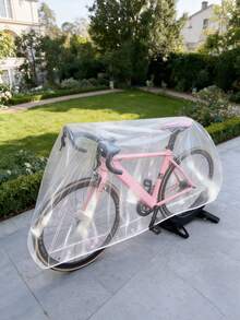 2pcs Road Bike Dedicated Protection, High Transparency Material Without Obscuring Aesthetics, Elastic Cuff Quick Wear, Compatible With Road Bike, Mountain Bike And Other Multiple Models, Portable Disposable Transparent Bicycle Cover, Mountain Road Bicycle Dustproof Waterproof Sunproof Rainproof Cover, Electric Bike Cover, Durable Bicycle Protection Cover, Sunshade - Clear - View 7