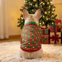 Bộ 2 món trang phục Giáng sinh cho chó, áo vest thú cưng in hình ông già Noel đỏ & xanh lá kèm vòng cổ chuông, quần áo mùa đông cho chó cỡ nhỏ và trung bình - Màu Hồng Tươi - Xem 6