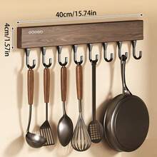 Utensil Hook Rack, Wall‑Mounted Kitchen Hanging Organizer, Holds Spatulas, Whisks, Cutting Boards & Towels, Punch‑Free Adhesive Installation, No Damaging Walls, Ideal For Home Kitchen, Apartment, Small Galley Kitchen Storage - Multicolor - View 13