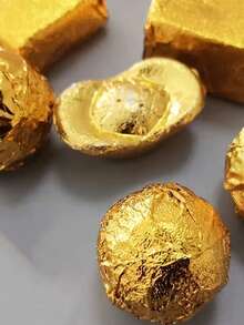 1 Pack Gold , Suitable For Chocolate, Candy And Desserts - Uncoated Metal Edge, Elegant Gift Wrapping Paper, Suitable For Candy Snacks, Dessert Display | Metallic Gloss Design | Material - A - View 8