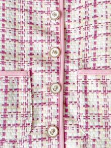 Autumn/Winter Baby Girl Cute Pink Plaid Lapel Single-Breasted Princess Style Atmosphere Jacket - Pink - View 9