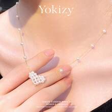 Yokizy Freshwater Pearl Heart Necklace S925 Silver 3-4mm High Luster Handmade Woven Daily Date Women Gift Style - Multicolor - View 7