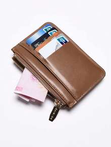 Retro Brown Wallet With Cute Animal Patch,PU Multi Card Holder,Zipper Coin Purse,Cute Cat Hedgehog Dog Card Wallet With Coin Pocket,Holiday Gifts - Multicolor - View 10