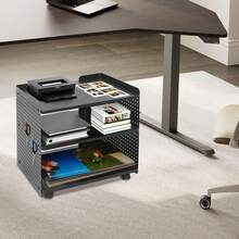 3-Lagen-Druckerhalter Mit Verstellbarem Abstand, Büro-Lagerhalter Mit Rollen, 50 * 39 * 50 Cm, 88,18 Pfund Tragen - Schwarz - Übersicht 6