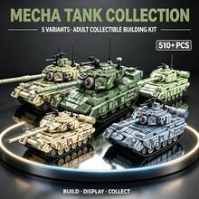Mecha Tank Assembly Model, 5-Piece Adult Collection Set, 510+ Pieces, Includes Turret, Barrel And Tracks, Suitable For Halloween, Christmas, Thanksgiving And Birthday Gifts For Hobby Collectors - Multicolor - View 1