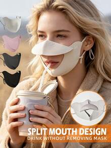 Ice Silk Sun Protection Face Mask With Open Design For Easy Drinking, Summer UV Protection Face Mask, Unisex Adult Thickened Version With Sun Protection And Strong Eye Protection, Suitable For Outdoor Cycling And Hiking - A - View 2