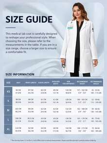 cimmuovere Laboratory/ Nurse Coat With Collar, Long Sleeve, 3 Pockets Spring White Fall - White - View 10