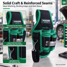 TKIGZNW A022 Work‑Site Tool Waist Bag,1Pc,1680D Oxford Multi‑Slot Tool Holder With Metal Clip For Handyman On‑Site Maintenance - Black - View 8