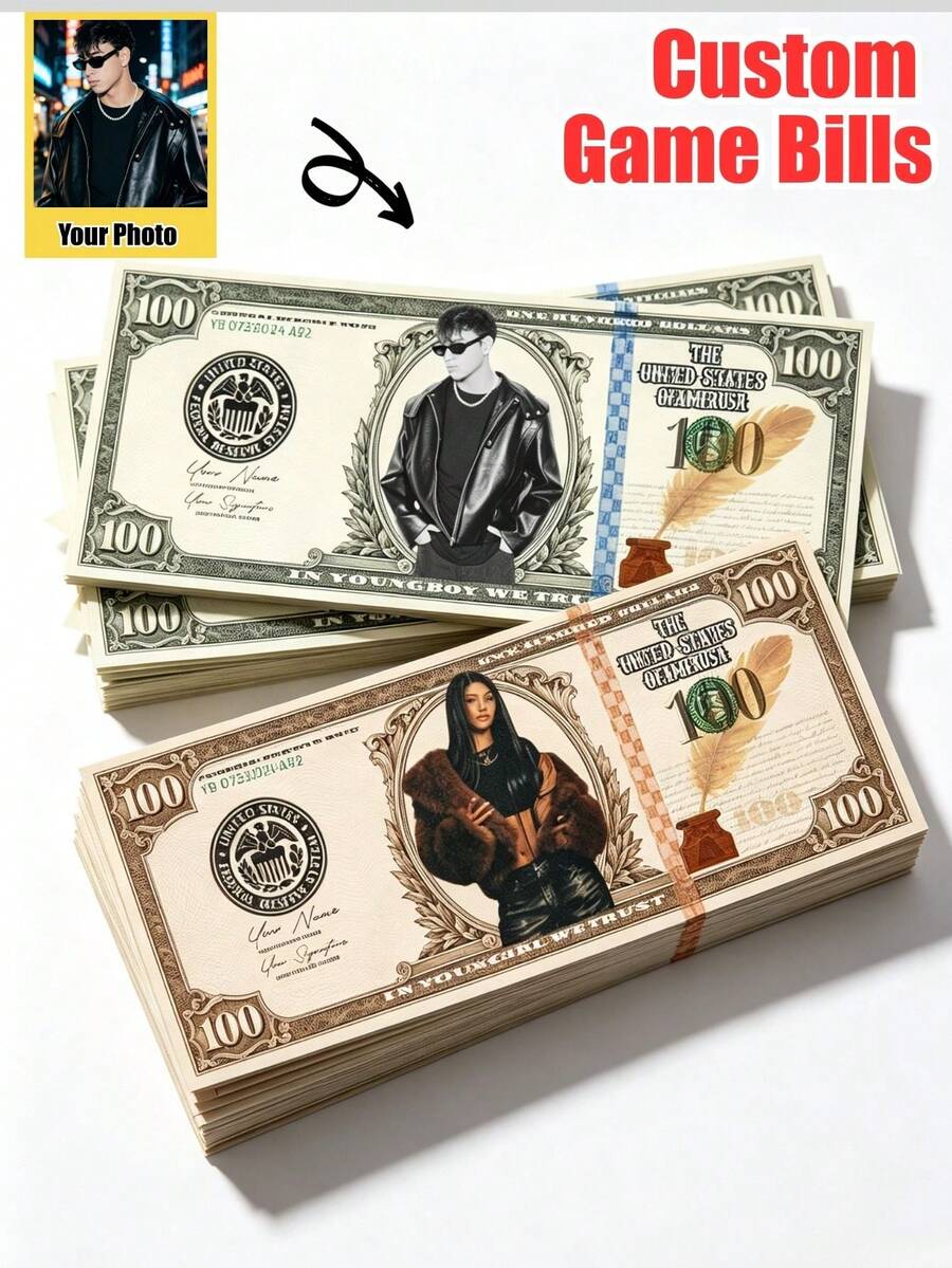 客製化競選美金鈔票，印有您臉孔的假錢/鈔票，皇后競選、投票給我、遊戲用錢、個性化美金、拍照亭道具、獨特禮物、派對小禮、美感派對裝飾、派對禮物、獨特禮物