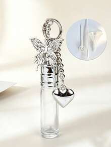 8ml Roller Perfume Bottle, Portable Refillable Glass Essential Oil Bottle With Silver Butterfly Heart Key Chain Pendant, Mini Roll Container For Women's Travel, Pocket Size Perfume Sample Container For Daily Makeup And Outdoor Carrying - Multicolor - View 8