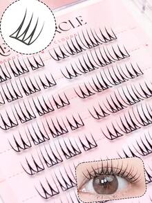 WANPIN 20-Row Reusable Glue-Free Eyelash Book, Segmented Cluster False Lashes For Beginners, Natural Thin Lightweight, Soft Comfortable Non-Irritating, Easy To Apply, Suitable For Daily Eye Makeup - C - View 4