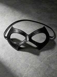 2pcs Half Face Cat Eye Mask, Women's Black PU Leather Cat Mask, Halloween Masquerade Eye Mask, Cosplay Prop, Suitable For Halloween Role Play Party - Black - View 9