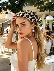 Retro Leopard Print Triangle Headband, Women's Hairstyle Accessory, European Style Fabric Hair Accessory, For Leisure And Vacation. - Multicolor - View 3