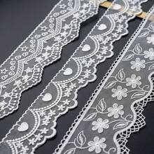 1/3 Yards Vintage Floral Embroidered Lace Trim, Scalloped Edge Lace Ribbon With Star, Heart & Flower Patterns, Decorative Mesh Lace For DIY Sewing, Clothing, Dresses, Skirts, Cuffs, Collars, Wedding Decor, Craft Projects & Home Decoration - Multicolor - View 1