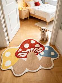 1pc Cute 3 Mushroom Decor Floor Mat, Home Decor, Area Rug, Casual Blanket, Bedside Rug, Bedroom Carpet, Washable Rug - Multicolor - View 2