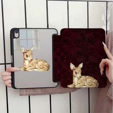 酒紅玫瑰背景小鹿保護平板保護套，附筆筒，相容 iPad 第 10 代 Smart Case/11(A16 2025)/相容 Galaxy S9/S7/S10+/相容 /相容 - 彩色 - 查看 2