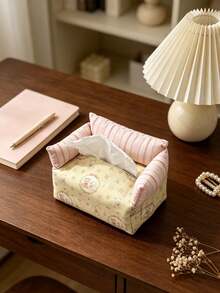 1 Buah Penutup Kotak Tisu Berbentuk Sofa dengan Motif Bunga, Tempat Tisu Dekoratif Berbentuk Persegi dari Kain Gaya Vintage, Untuk Meja, Kamar Tidur, Ruang Tamu, Dekorasi Rumah Sehari-hari - MultiWarna - View 6