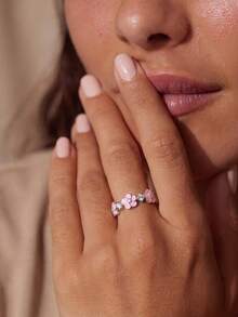1pc Shiny Flower Ring Women's Promise Ring Eternity Ring Delicate Jewelry Gift - Flower Ring - View 5