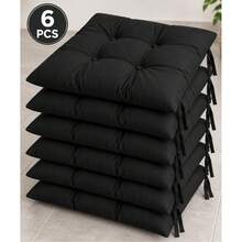 6 Pcs Comfortable Indoor & Outdoor Seat Pads For Kitchen, Dining, Garden, Balcony & Patio Chairs In Turkey - Black - View 6