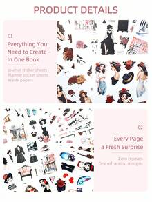 DanSoul 20 Sheets Large Size Vintage Elegant Theme Planner Stickers Book, Pre-Cut Matte PET Creative Planner Supplies, Suitable For Scrapbooking Stationery Notebook Sticker Decoration DIY Collage Gift - Journaling Supplies - View 9