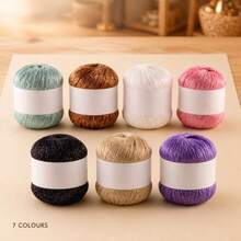 100g/Lot Colorful Unique Gold Silver Glitter Cotton Metallic Yarn Skein Crochet Thread Sweater Scarf Hat Craft Bag - A - View 2