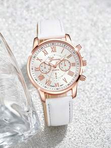 3pcs Women'S Fashion Business Sports Quartz Watch Set, Comfortable Strap, Stylish Classic Watch Suitable For Daily And Special Occasions - Multicolor - View 3