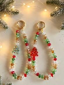 Christmas Tree Car Key Chain Creative Colorful Bead Chain Keychain Pendant Home Keychain Pendant Car Keychain Pendant Best Gift For Friends And Family During Holidays (Includes Horseshoe Buckle) - Multicolor - View 6