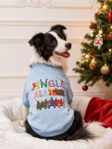 LUCKIE PAL 1 pc Sweater Hewan Peliharaan Natal dengan Cetakan Huruf Jingle All The Way, Anti Kutu, Mengurangi Kerontokan Bulu, Hangat & Bernapas, Cocok untuk Anjing dan Kucing Kecil & Besar, Penggunaan Dalam & Luar Ruangan - Grey - View 6