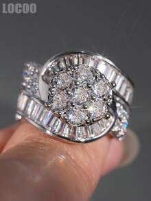 1pc Romantic Cubic Zirconia Ring For Women, Wedding Engagement Party Jewelry, Valentine's Day Gift - 1# - View 6