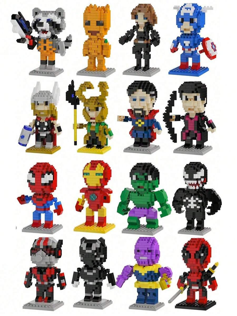 Disney The Avengers Spider-Man Building Blocks 310PCS Action Cartoon Character Superhero Hulks Groot Brick Model Building Block For Birthday Gifts - Multicolor - View 1