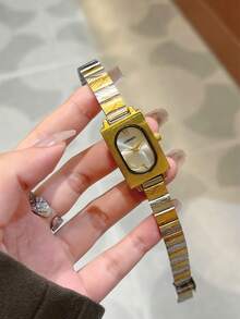 LIANDU 1 Piece Retro Gold Women's Quartz Watch, Daily Wear, Square Case Fashionable Business Gorgeous Simple Style, Holiday Gift Selection - Gold - View 3