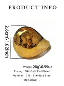 1pc Oversized Oval Stainless Steel Women's Ring - Oversized Oval Women's Ring - View 2