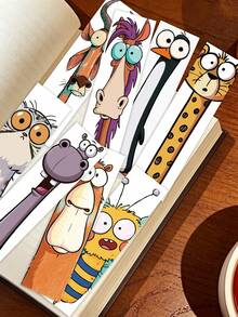 30pcs Funny Cartoon Animal Paper Bookmarks, Creative Quirky Ugly-Cute Big-Eyed Animals, Used To Mark Reading Pages, Suitable For Students' Daily Reading, Planner Decoration, Also Can Be Used As Creative Small Gifts. - A - View 4