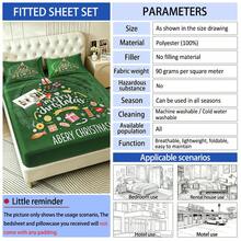 3-Piece Fitted Sheet Set (1 Fitted Sheet + 2 Pillowcases), Green Christmas Tree Holiday Print Design, Soft And Skin-Friendly, All-Season Use, Fade-Resistant And Anti-Pilling, Suitable For Bedroom, Dorm, Guest Room, Daily Use, Ideal Holiday Gift - Multicolor - View 3