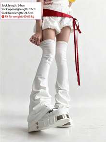 STAR RIVER 1 Pair Subculture Gothic Style Black/White Fashion Lace-Up Over-The-Knee Leg Warmers, Asymmetrical Flared Cuff - Multicolor - View 11