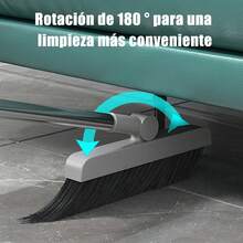 Juego de escoba y recogedor 3 en 1 con cepillo integrado, kit de limpieza para el hogar 3 en 1: escoba de cerdas suaves, recogedor y cepillo combinados, escoba y recogedor integrados, diseño plegable compacto para uso en el hogar, residencia de estudiantes, colegio, oficina y coche, - Gris - Ver 3
