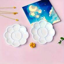 1pc Mini Flower Shape Plastic Paint Palette - Art Paint Tray For Watercolor, Acrylic And Gouache Oil Painting Mixing - Multicolor - View 6