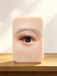 1pc Soft Silicone Eye Practice Module, Natural Skin Tone Oval Shape, With Scale Eyelash Ruler, Reusable Eyelash Extension And Eyebrow Training Model - Multicolor - View 7
