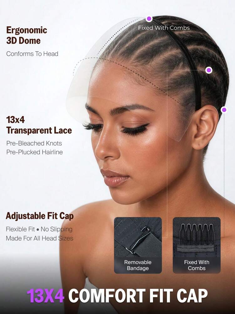 MEGALOOK Wig Lace Front 13x4 Panjang 36 Inci, 100% Rambut Manusia, Warna Alami, Gelombang Tubuh, Lace Transparan, Sudah Dicabut, Simpul yang Dibleaching, Penutup yang Bernapas, Nyaman Sepanjang Hari, Hitam, Pemula - Natural Black - View 6