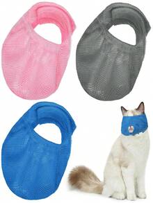 1pc Paws Savvy Cat Nail Trimming Muzzle, Adjustable Breathable Anti-Bite Cat Grooming Face Mask, Comfortable Mesh Pet Care Head Cover, Suitable For Grooming, Bathing, Cleaning And Veterinary Care, Christmas Print Holiday Gift Style - Multicolor - View 1