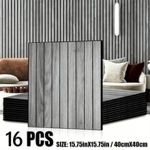 1/8/16pcs Sound-Insulating Wood Lattice Self-Adhesive Wall Sticker, Waterproof PVC Decorative Film, Textured Sound-Absorbing Wall Sticker, Multi-Purpose For Living Room And Bedroom Walls, Cabinet Drawer Liners, Desktops, Shelves - Grille Wood Grain 2 - View 11