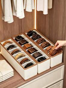 Oxford Cloth 6-Slot Belt Organizer Box, Large Capacity With Dividers, Suitable For Ties, Bow Ties And Scarves, High Capacity Multi-Functional Belt Storage Box - Multicolor - View 4