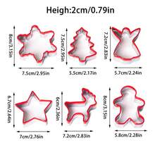 3pcs Red Edge Christmas Cookie Cutter Set, Stainless Steel Cookie Cutters, Suitable For Making Various Shapes Of Cookies, Christmas Tree, Snowflake, Gingerbread Man, Kitchen Baking DIY, Christmas Party Decoration - View 2
