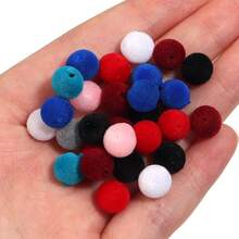 100pcs/Pack 8mm Flocked Resin Straight Hole Beads DIY Handmade Phone Chain Necklace Bracelet Autumn/Winter - Flocked Resin Beads - View 3