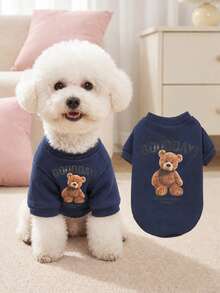 Soft & Breathable Autumn/Winter Pet Clothes For Cats And Dogs, Round Neck Design, Suitable For Small Pets Indoor And Outdoor Wear (Note: This Style Runs Small, We Recommend Choosing 1-2 Sizes Larger Than Usual) - Blue - View 9