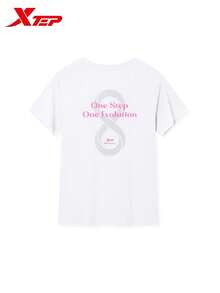 XTEP 2000km FUN Women's New Short Sleeve Quick-Dry Running T-Shirt Sports Top, Pearl White - Pearl White - View 3