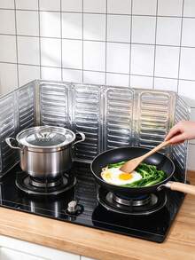 1/2/3/4pcs Kitchen Oil Splatter Guard, Non-Stick Aluminum Oil Splash Shield, Stove Heat Insulation Cover, Cooking Frying Baking Kitchen Gadget, Home & Travel Essential - View 3