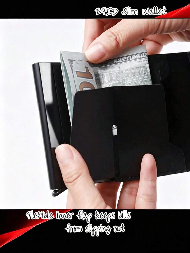 3/2/1pc Carbon Fiber RFID Men's Wallet, Pop-Up Card Holder, Gift Bag Accessory, Ultra-Thin Business Style, Halloween Christmas Gift For Men (Gift Bag Is Accessory) - A - View 7